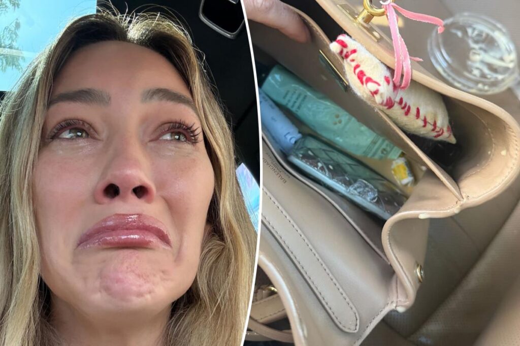 Hilary Duff cries after spilling coffee on Balenciaga bag