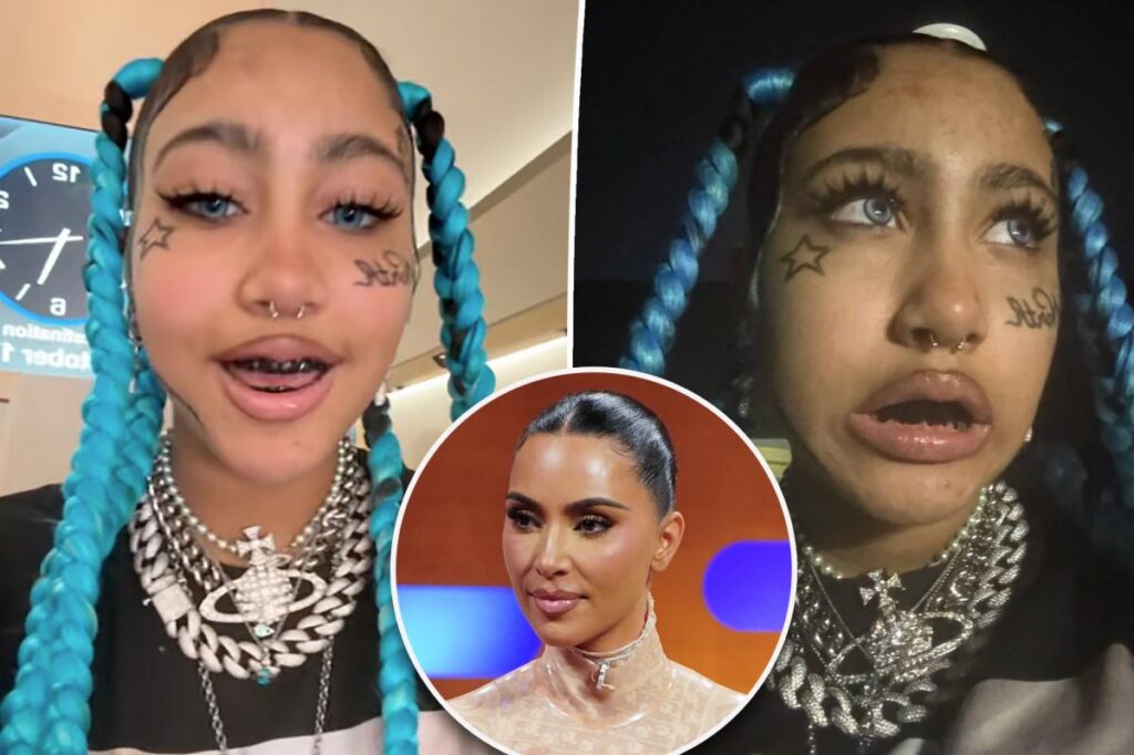 Kim Kardashian defends daughter North West’s fake face tattoo and piercings