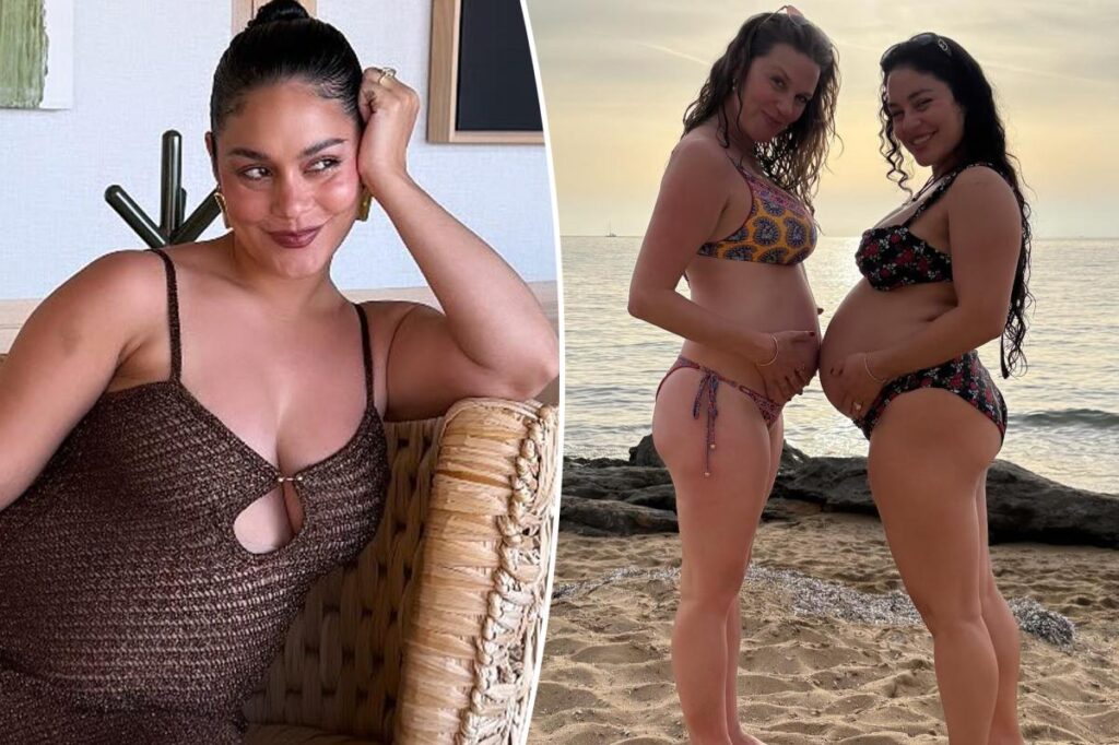 Pregnant Vanessa Hudgens flaunts naked baby bump in bikini