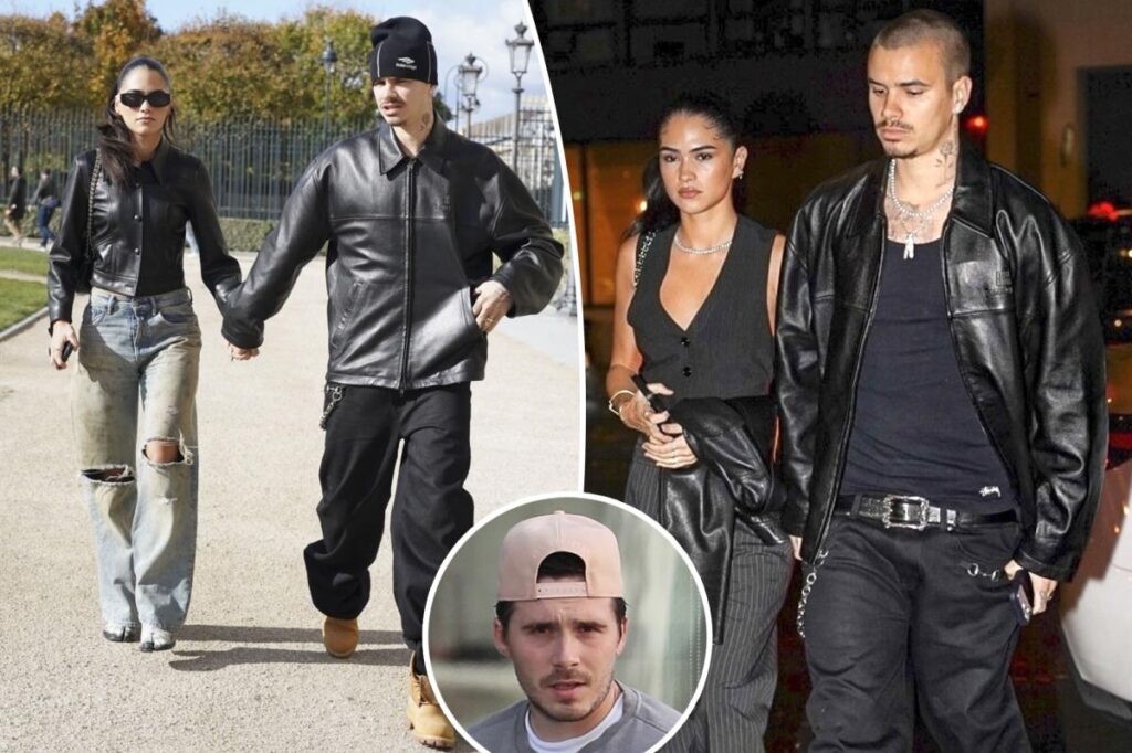 Romeo Beckham and Kim Turnbull hold hands in Paris after rekindling romance