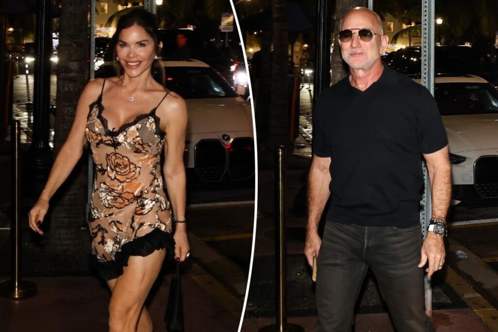 Lauren Sanchez wears a full-legged sheer dress on date night with husband Jeff Bezos