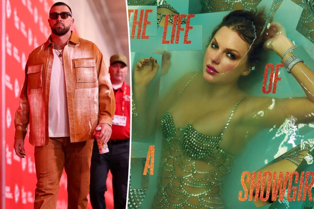 Travis Kelce wears ‘Life of a Showgirl’-inspired orange at Chiefs vs. Commanders game