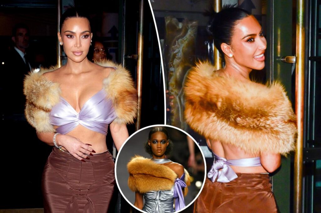 Kim Kardashian wears vintage YSL stole as NYC top at Hulu’s ‘All’s Fair’ premiere