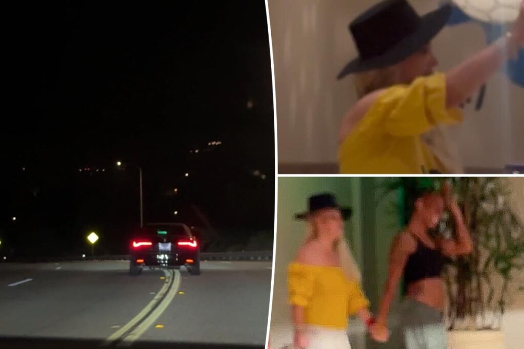 Watch as Britney Spears takes a dangerous turn while driving home after a night out with friends.