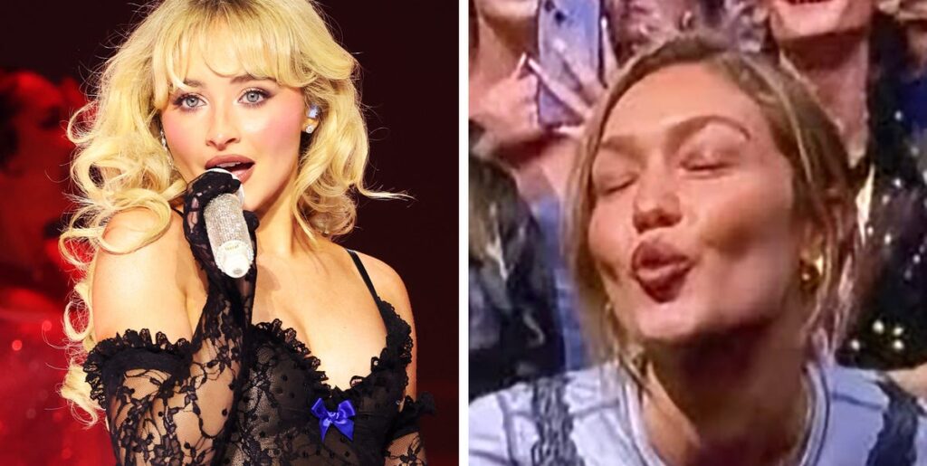 Sabrina Carpenter jokingly arrests Gigi Hadid during concert