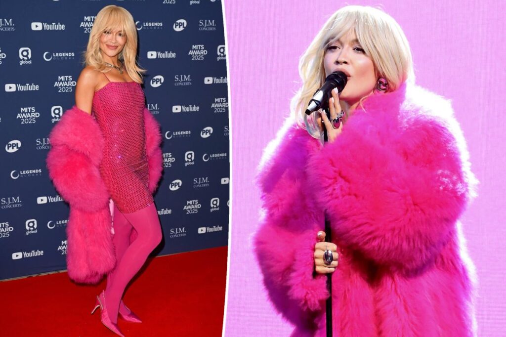 Rita Ora plays Barbie doll in head-to-toe pink at 2025 Music Industry Trust Awards