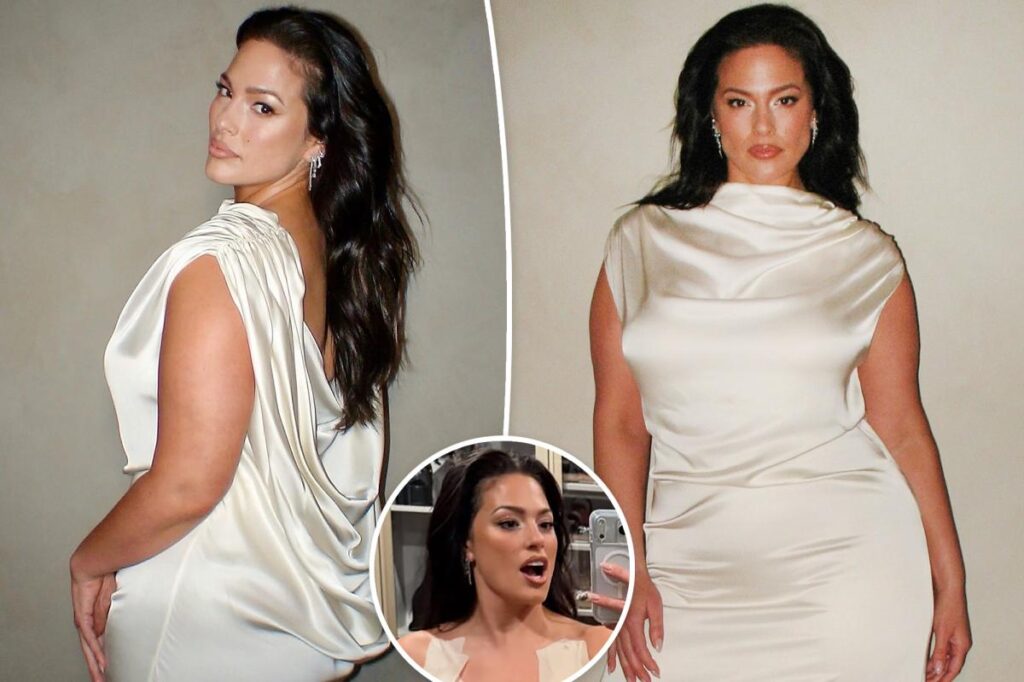 Ashley Graham reveals large amounts of breast augmentation tape under dress at 2025 CFDA Awards