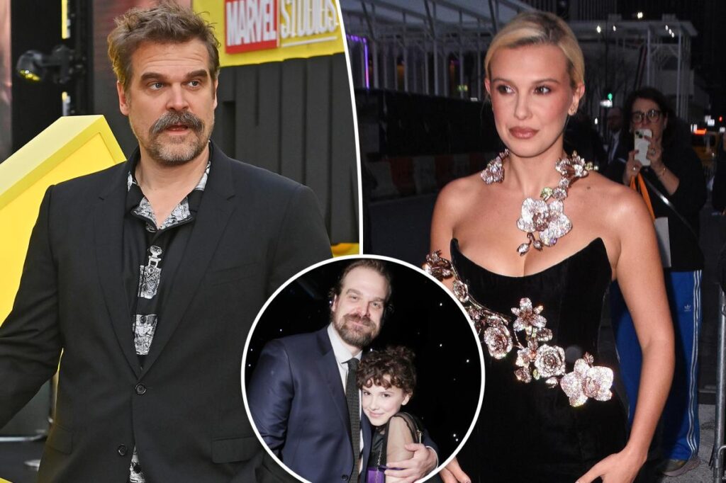 David Harbor and Millie Bobby Brown head to awkward meeting at ‘Stranger Things’ premiere