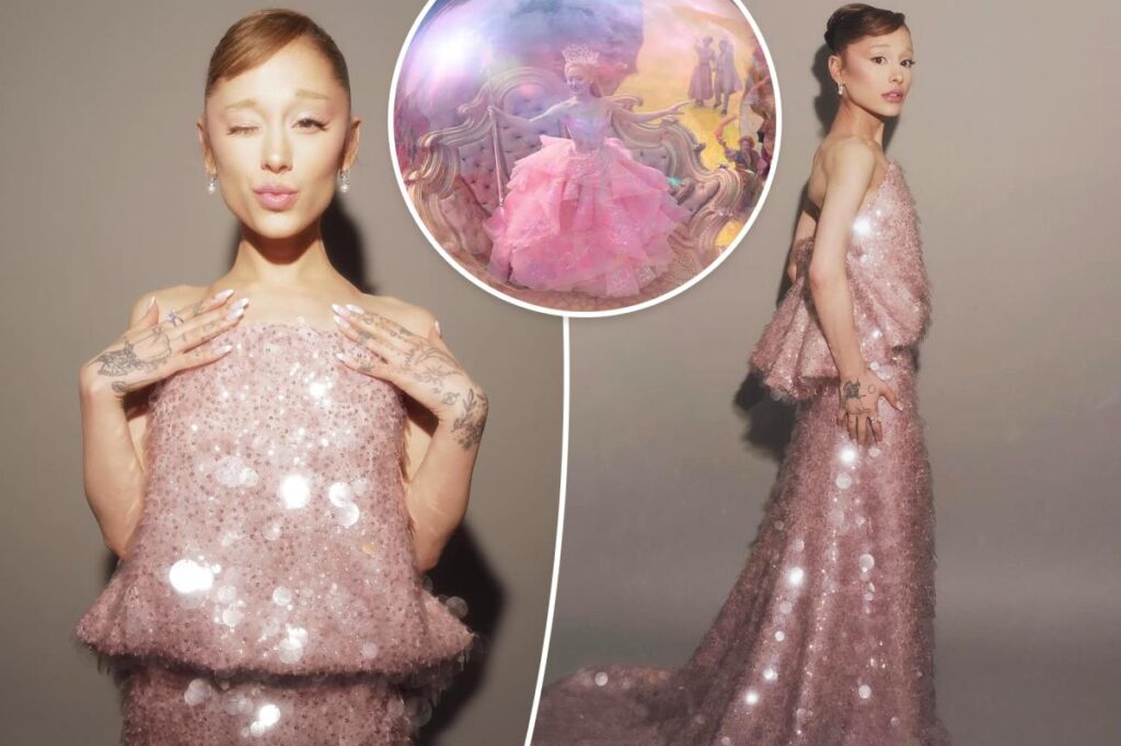 Ariana Grande channels Glinda at the ‘Wicked: For Good’ premiere in Singapore in pink sequined dress by Balenciaga
