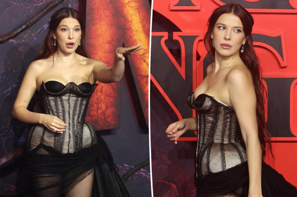 Watch Millie Bobby Brown clap back when a cameraman asks her to “smile” at the Stranger Things season 5 London premiere.