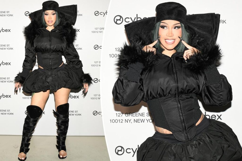 Cardi B shows off her post-baby body in a corset at Cybex event