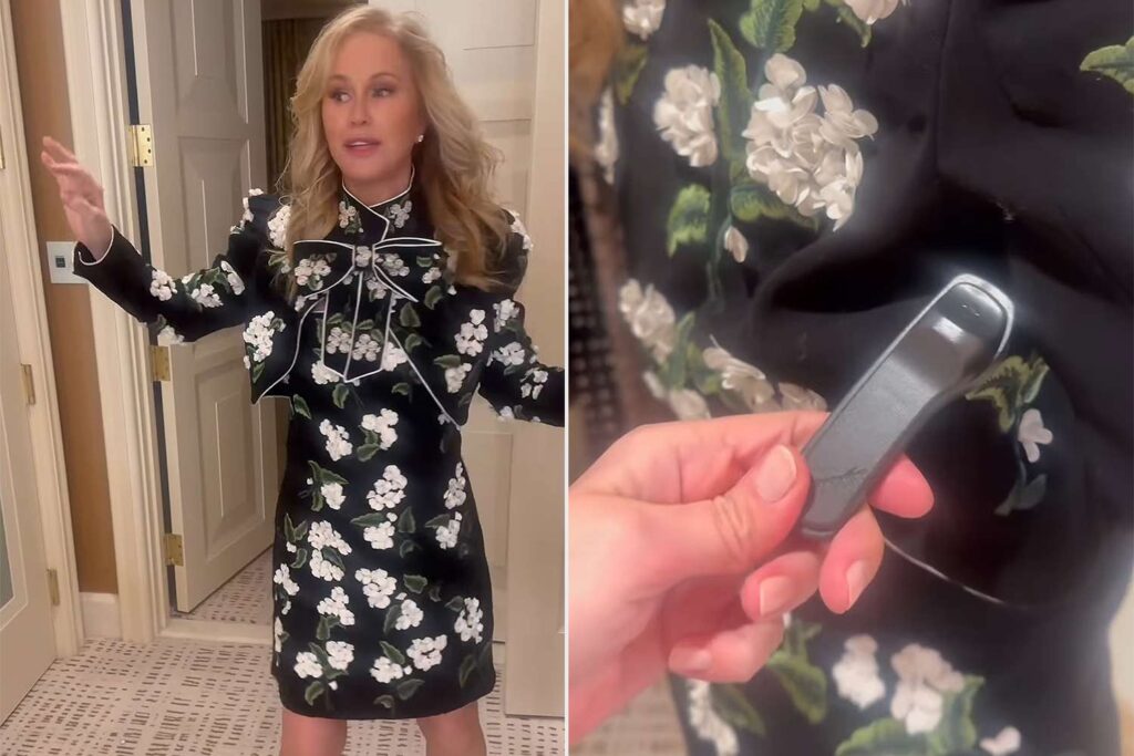 Kathy Hilton wears security tag on jacket in Instagram video shared during BravoCon
