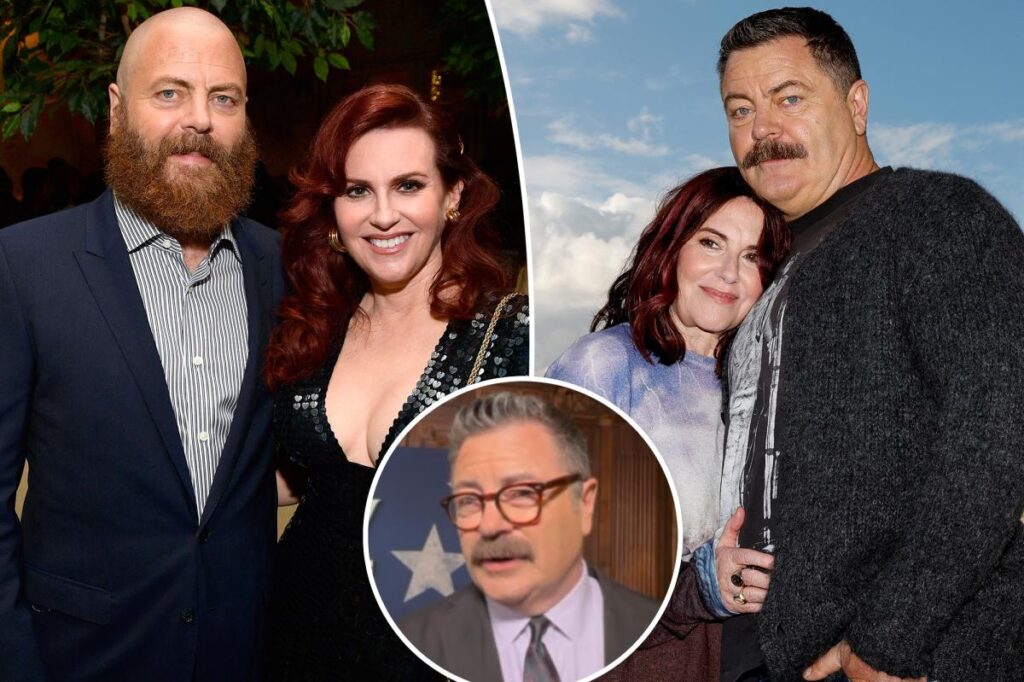 Nick Offerman doesn’t know how he found his ‘gorgeous’ wife Megan Mullally