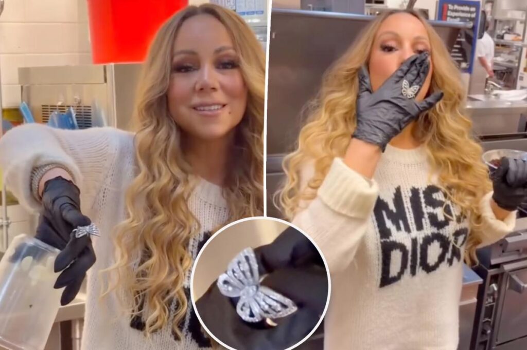 Mariah Carey wears $42,000 diamond butterfly ring while cooking vegetables for Thanksgiving
