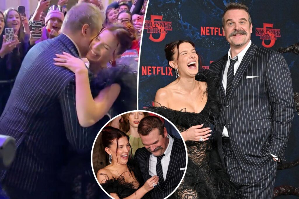 Millie Bobby Brown praises David Harbor at ‘Stranger Things’ premiere — as body language expert cries ‘too much’