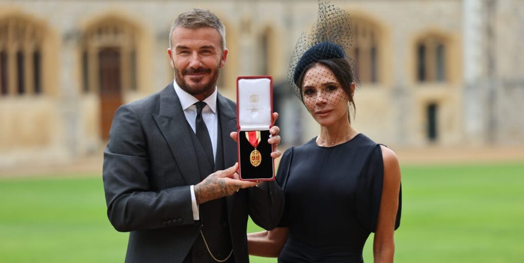 David Beckham receives knighthood after wearing Victoria Beckham’s first men’s design