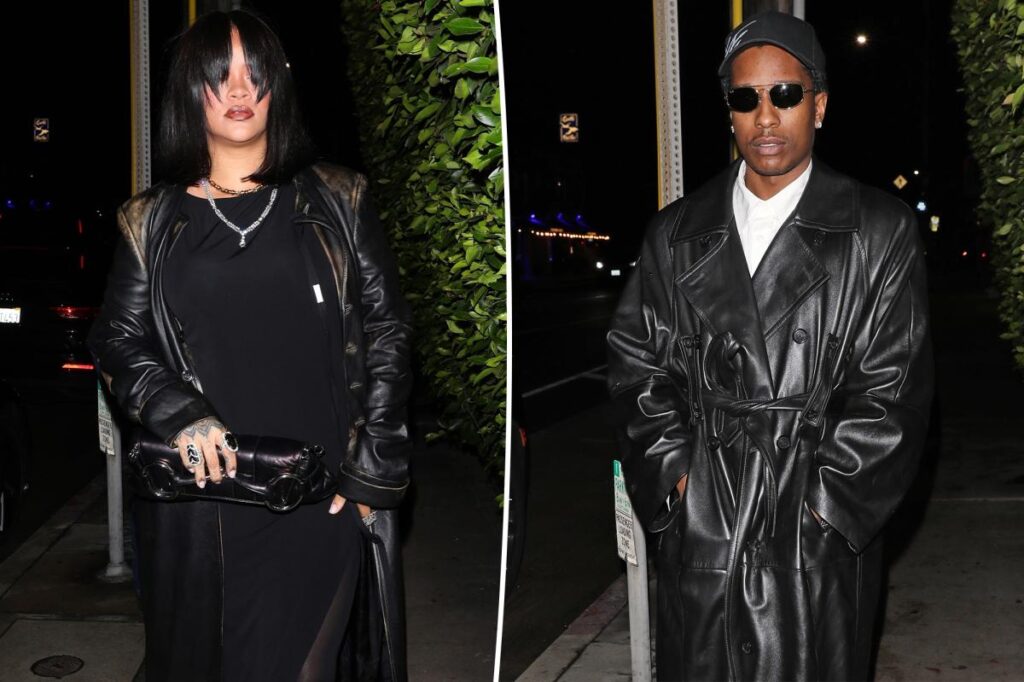 Rihanna and A$AP Rocky match in Matrix-inspired black leather coats in Santa Monica
