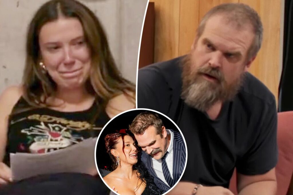 Millie Bobby Brown fights back tears during final reading of ‘Stranger Things’ with David Harbor after bullying accusations