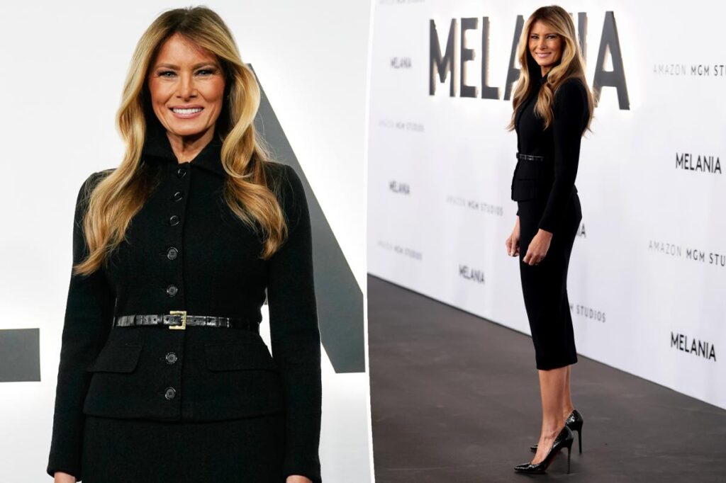 Melania Trump wears a modest black Dolce & Gabbana skirt suit to DC documentary screening