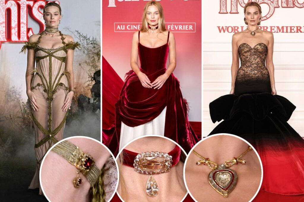 Details of Margot Robbie’s dazzling ‘Wuthering Heights’ press tour jewelry