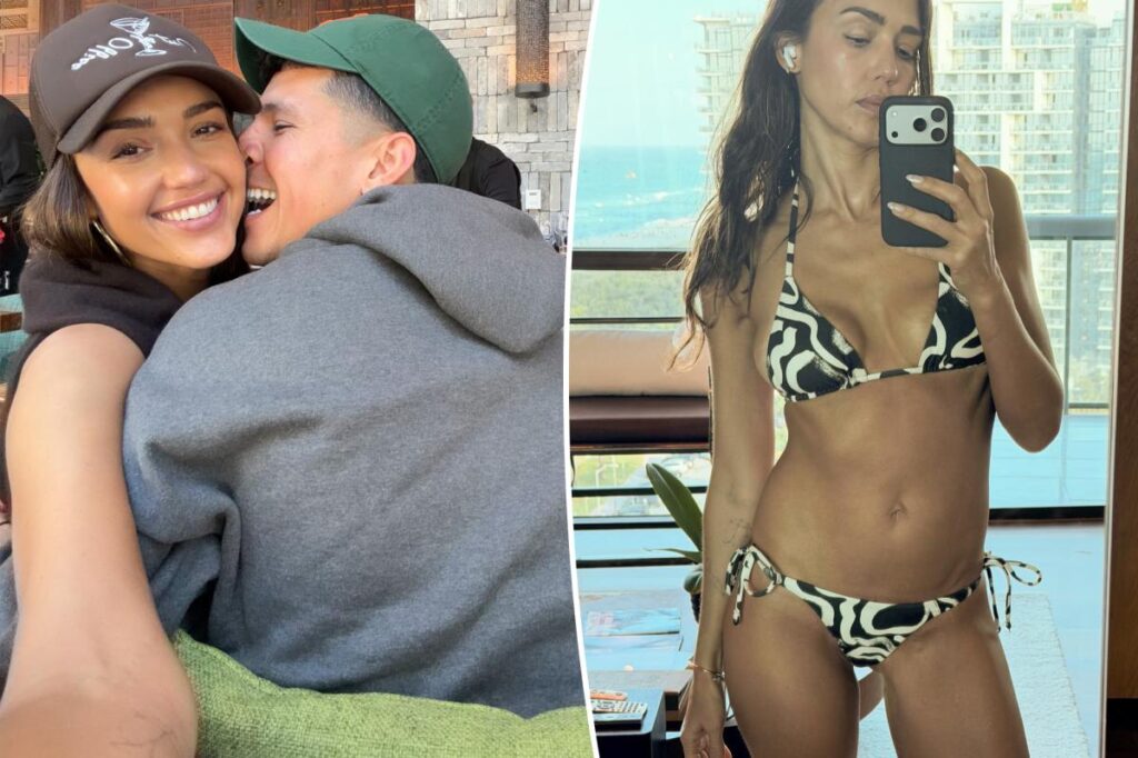 Jessica Alba and Danny Ramirez pack on the PDA on Miami vacation