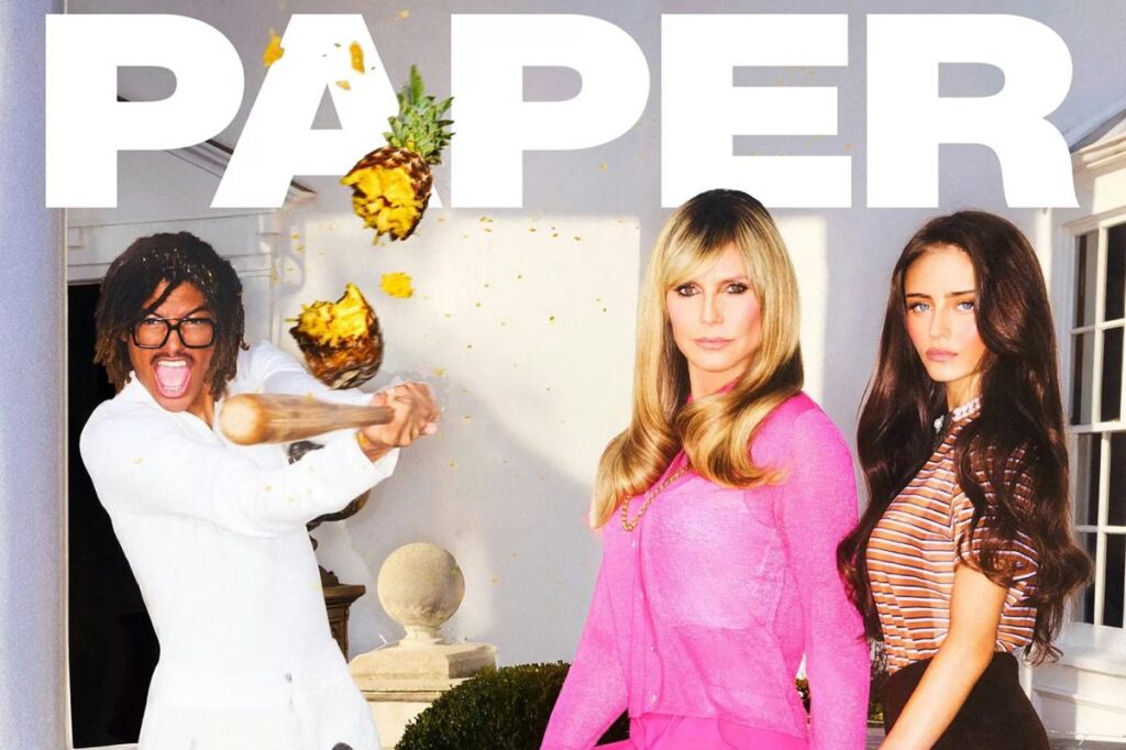 Heidi Klum poses with son Henry and daughter Leni for the cover of Paper Magazine