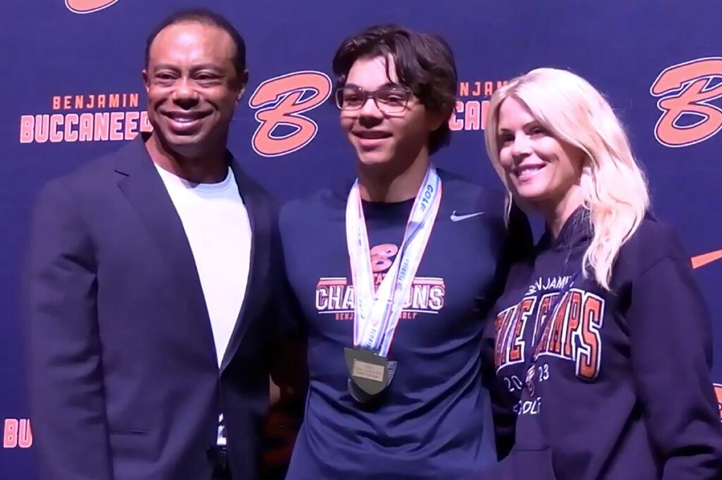 Tiger Woods and ex-wife Elin Nordegren reunite at son Charlie’s golf ring ceremony