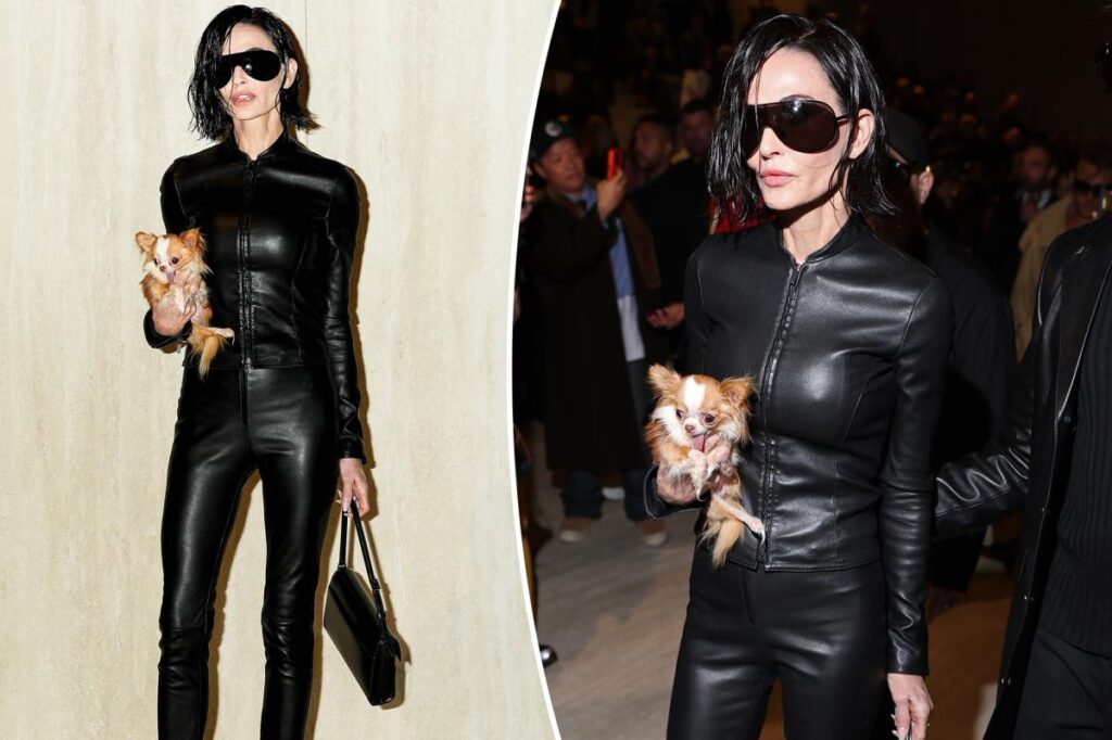 Demi Moore rocks dramatic bob haircut and all-leather look at Gucci fashion show