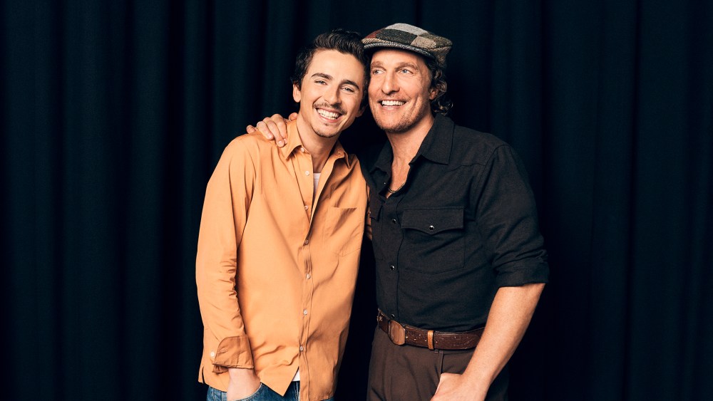 Timothée Chalamet and Matthew McConaughey watch bonus footage of Town Hall