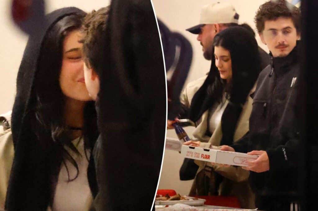 Kylie Jenner kisses Timothée Chalamet and eats pizza on date night
