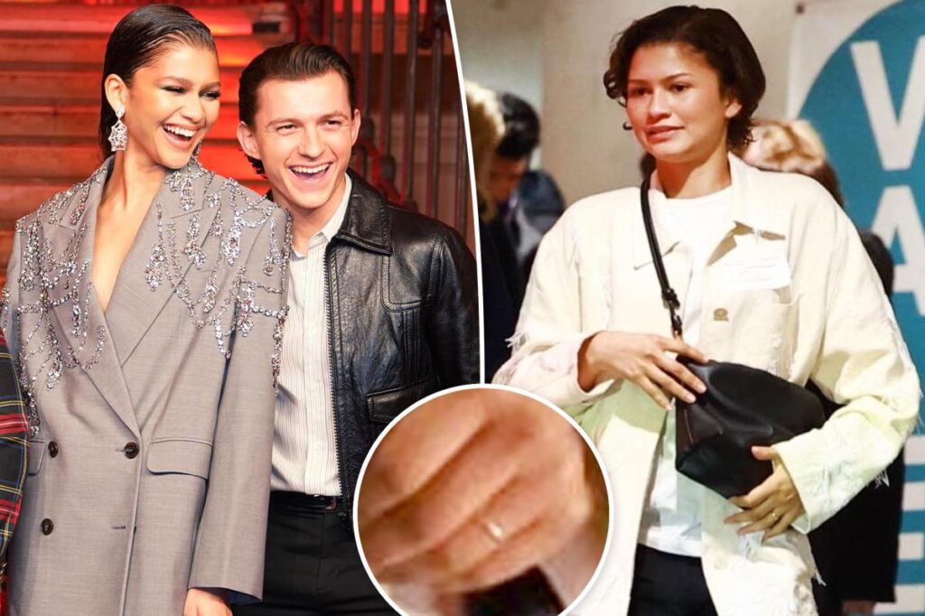 Zendaya was spotted wearing a gold band, sparking rumors of marriage to Tom Holland