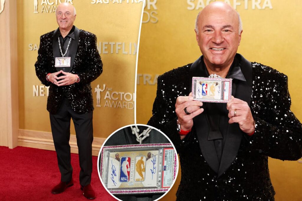 Kevin O’Leary wears $19.5 million basketball card necklace on SAG Actor Awards 2026 red carpet