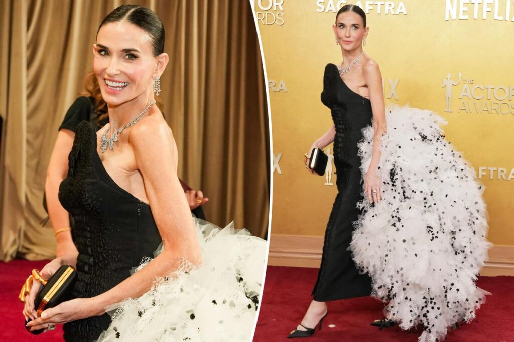 Demi Moore wears dramatic Schiaparelli couture dress on SAG Actor Awards 2026 red carpet