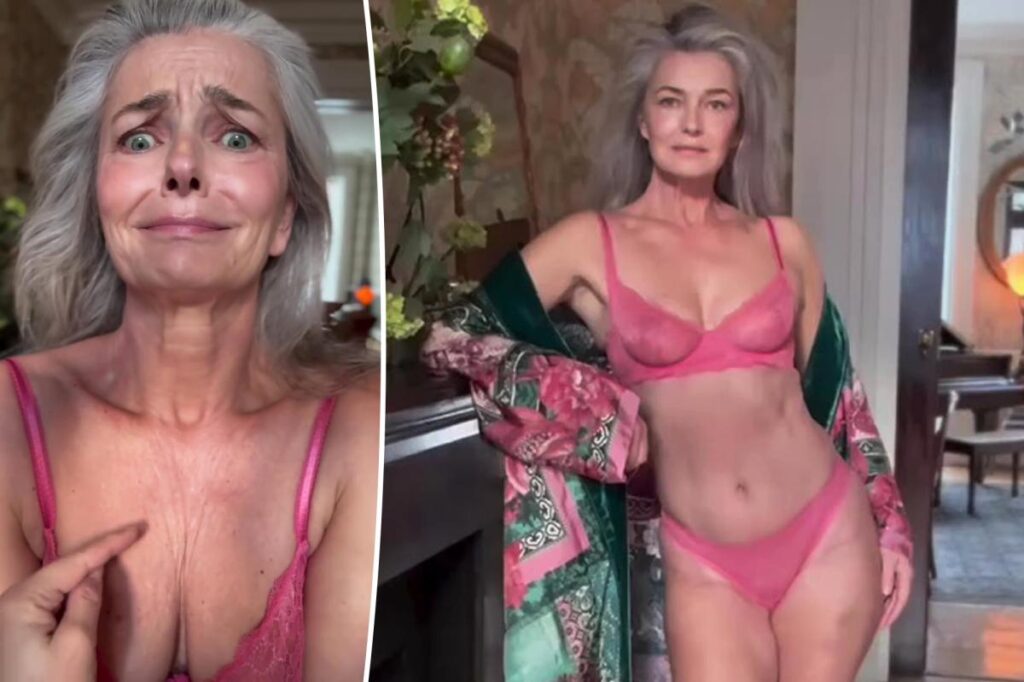 Paulina Porizkova, 60, models pink lingerie while addressing social media’s “smoke and mirrors”
