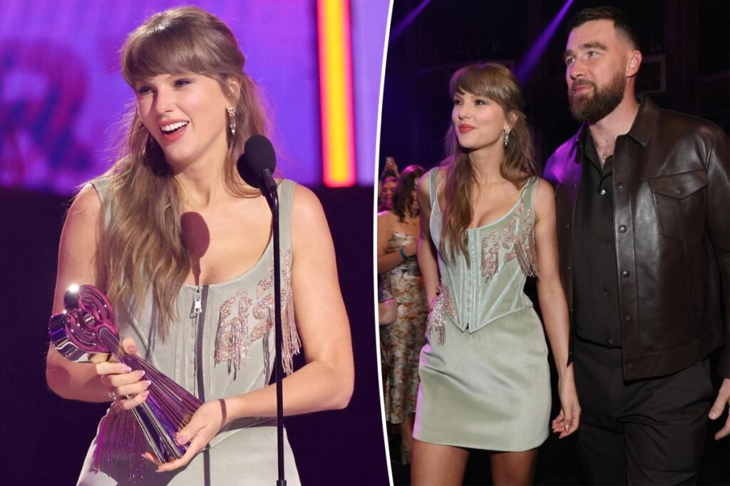 Taylor Swift shouts out fiance Travis Kelsey at iHeartRadio Music Awards 2026
