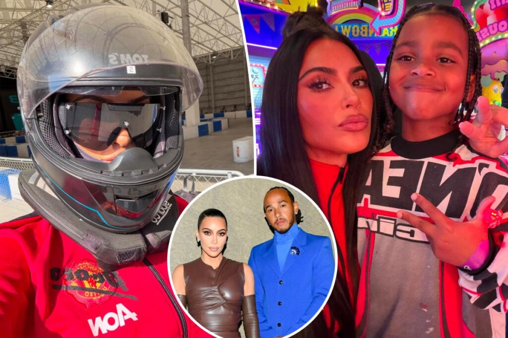 Kim Kardashian shows boyfriend Lewis Hamilton in racing gear during family trip to Tokyo