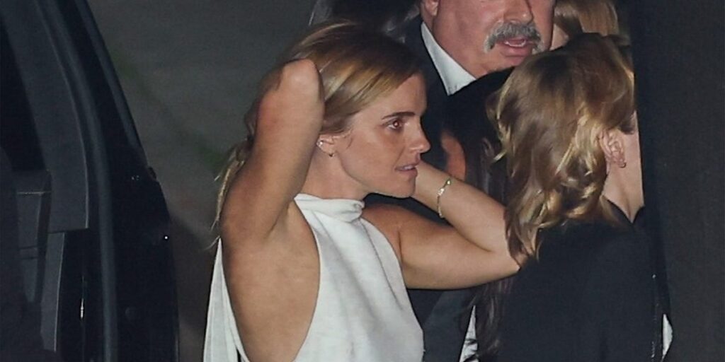 Emma Watson attends Beyoncé’s 2026 Oscar Party in flowing white look