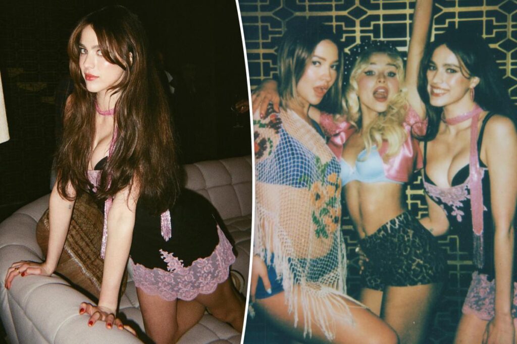 Margaret Qualley wears vintage Betsey Johnson in Sabrina Carpenter’s “House Tour” music video