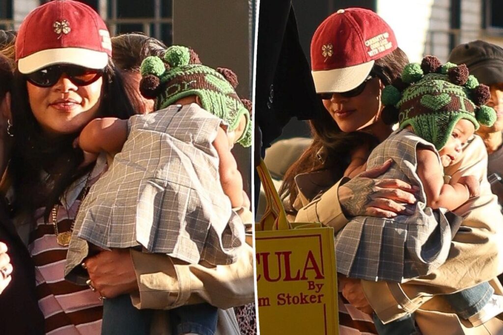 Rihanna’s 6-month-old daughter Rocky makes her first public appearance wearing vintage Dior