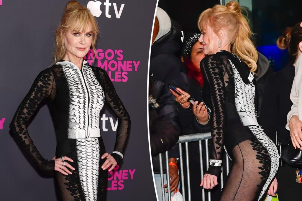 Nicole Kidman wears sheer Schiaparelli at the New York premiere of Margo’s Got Money Trouble