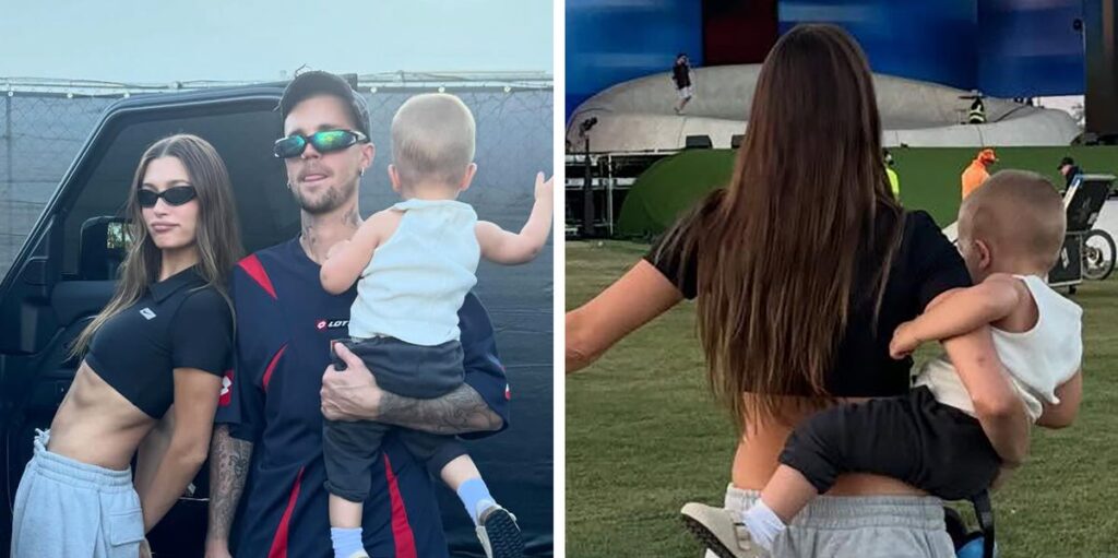 Hailey Bieber posts adorable photos and videos of Jack cheering on Justin at Coachella 2026