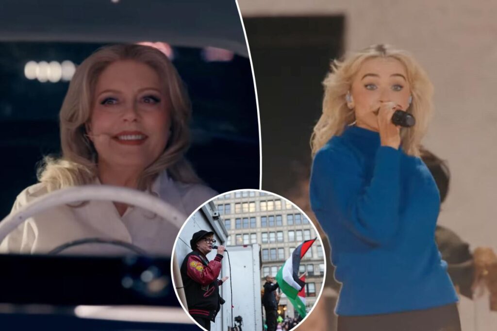Susan Sarandon appears in cameo with Sabrina Carpenter at Coachella after saying she’s on Hollywood’s blacklist