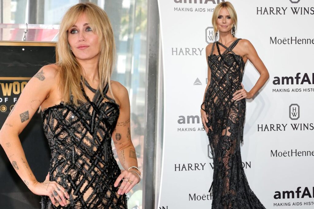 Miley Cyrus wears vintage Versace dress at Hollywood Walk of Fame star ceremony