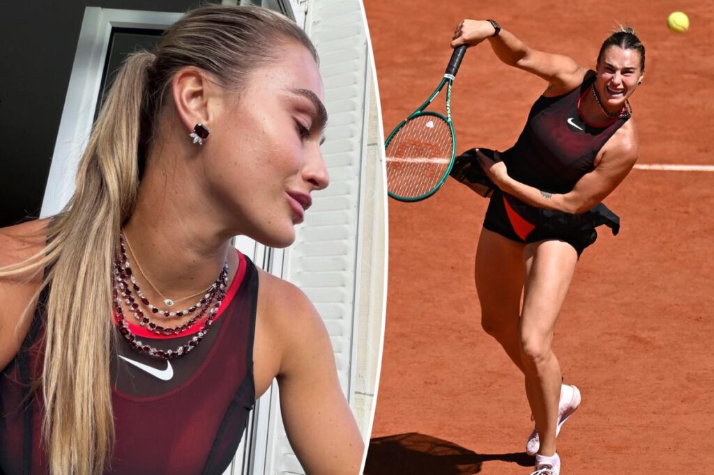 Aryna Sabalenka wears over 120 carats of garnet necklace to win French Open match
