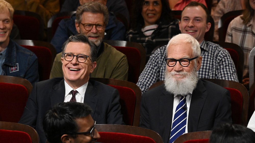 David Letterman and Stephen Colbert take revenge on CBS by throwing furniture off the roof