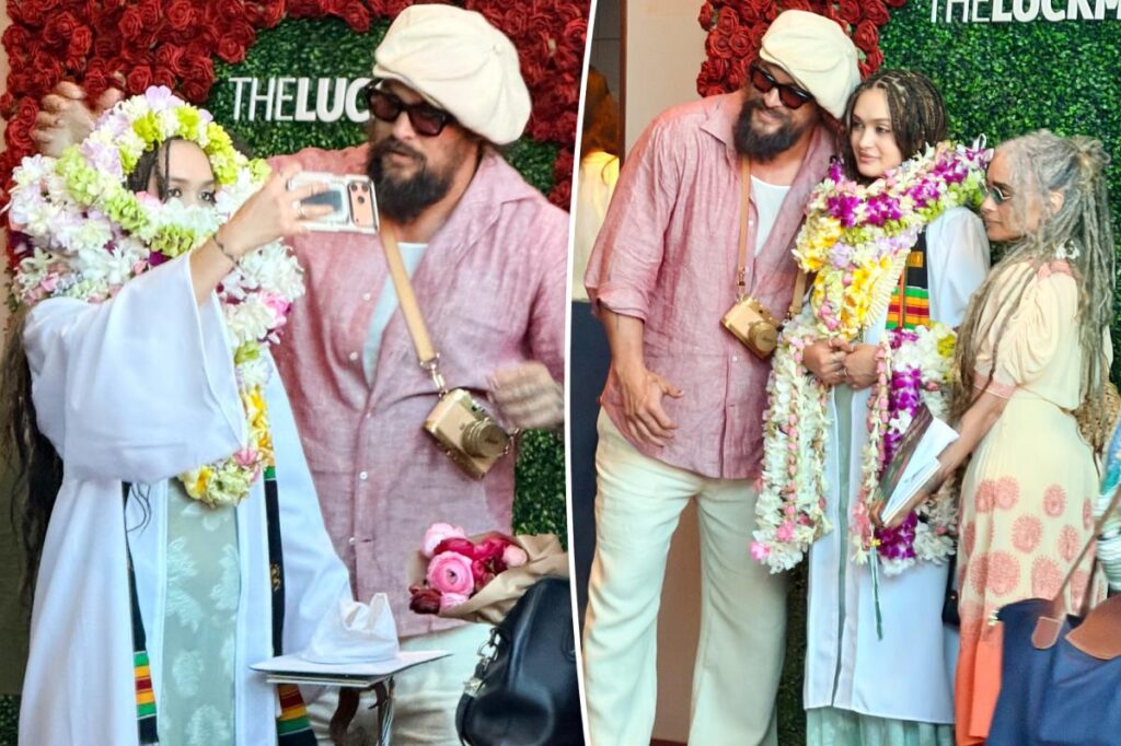 Lisa Bonet and ex Jason Momoa reunite at daughter Lola’s high school graduation