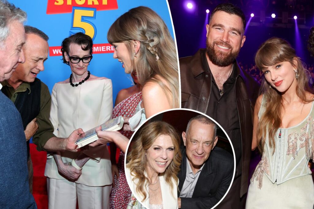 Tom Hanks shares marriage advice for Taylor Swift and Travis Kelsey at ‘Toy Story 5’ premiere