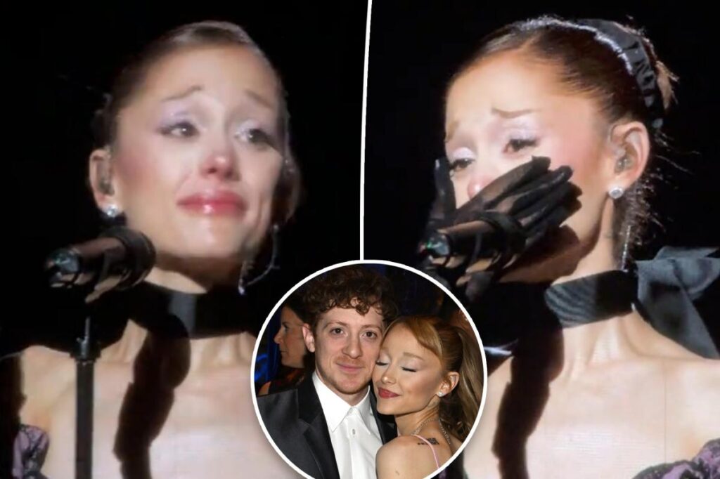Ariana Grande breaks down in tears at Los Angeles concert after split from Ethan Slater