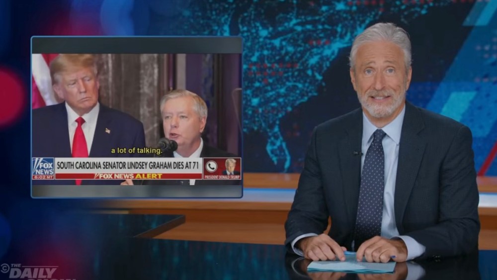 Jon Stewart slams Donald Trump’s response to Lindsey Graham’s death